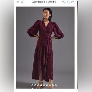 Anthropologie hutch red textured wrap dress size small